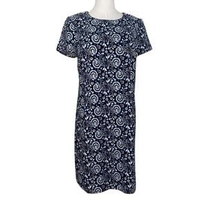 J. Crew Floral Dress Size 4 Short Sleeve Sheath Blue White Brown